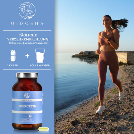 QIDOSHA® Quercetin Capsules High Dose, TEST WINNER 02/23*, 120 pcs/jar, 500mg pure quercetin per capsule, quercetin content tested by external laboratory, German production