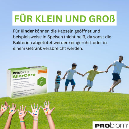 PRObiom® AllerCare [PROBIOTICS FOR ALLERGY PROPHYLAXIS] – Clinically tested bacterial cultures &amp; vitamin D3 – Support for a strong immune system – for children &amp; adults – 30 capsules (1 month)