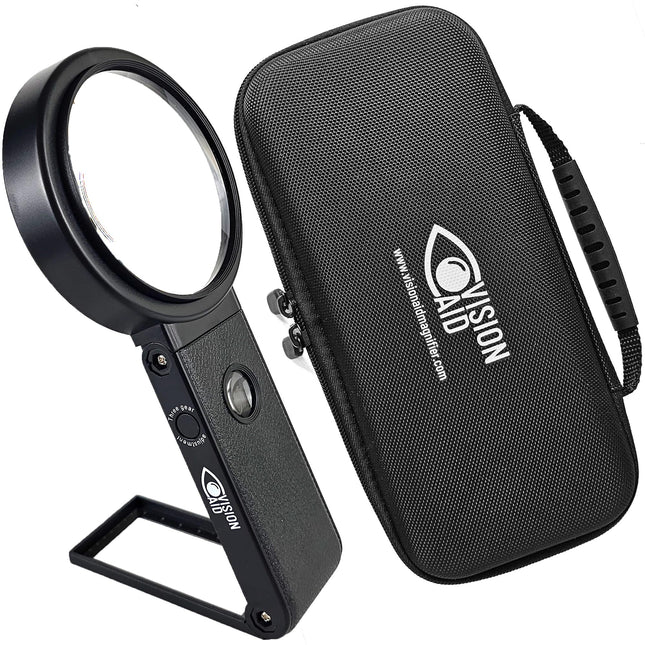 30x Hands-Free Magnifying Glass with USB Rechargeable, 36 LED Lights, Storage Case | 40x Magnifying Glass with Stand for Reading Coins, Low Visibility