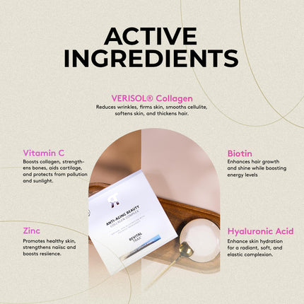 RevitalTrax Anti-Aging Beauty Collagen Complex – 5,000mg Verisol® Collagen, Collagen Powder, Dietary Supplement for Skin, Hair, and Nails, 30 Sachets