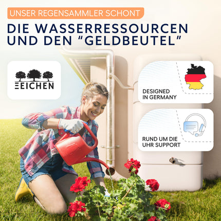 Rainwater collector with strainer for 100mm downpipes | increased yield | stainless steel | long 0.5m hose + barrel connection | downpipe rainwater collector | rainwater collector for 100mm downpipes, rain barrels - Drei Eichen