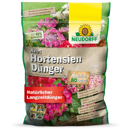 Neudorff Azet Hydrangea Fertilizer – Organic hydrangea fertilizer with 100 days of long-term effect ensures color-intensive hydrangeas, camellias, and bougainvilleas, 1.75 kg
