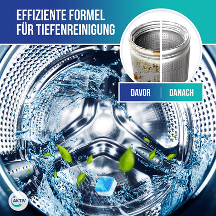 Active 24x Washing Machine Cleaner Tabs extra strong against odor &amp; limescale - Washing machine cleaner with formula for deep cleaning - Washing machine hygiene cleaning 1 year supply