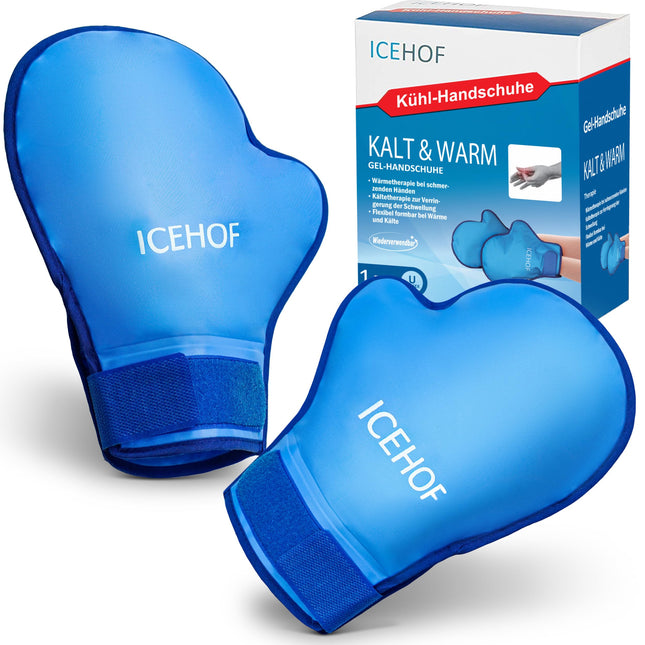 ICEHOF Cooling Gloves [2x] Soft Fabric - Cooling Gloves for Hands/Fingers - Gel Gloves Cold Gloves (Blue)