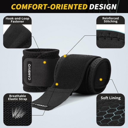 CAMBIVO Wrist Wraps Strength Training, 2 Pack Adjustable Wrist Support Wrist Wrap for Fitness, Gym, Sports Protection