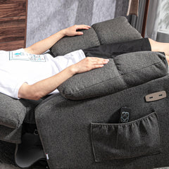 HOMCOM TV Chair with Stand-Up Aid, Electric Adjustable, Recliner Chair with Reclining Function, TV Chair with Remote Control, 2 Side Pockets and Footrest, USB Port, Dark Grey