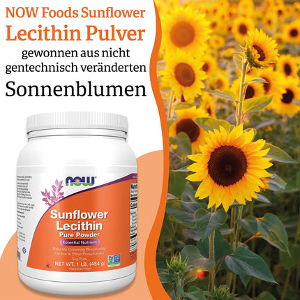 Now Foods, Sunflower Lecithin (Sunflower Lecithin), Pure Vegan Powder, 454 g, Laboratory Tested, Gluten-Free, Soy-Free, Vegetarian