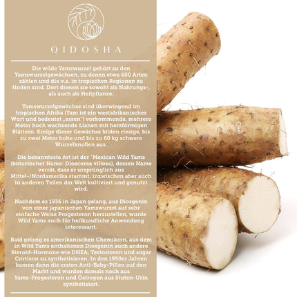QIDOSHA® Wild Yam Root Extract, 240 pcs/jar, 1000mg Wild Yam Root Extract with 200mg Diosgenin per daily serving, Mexican Wild Yam Capsules with high dosage, vegan, made in Germany
