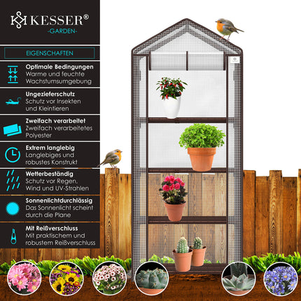 KESSER® Premium 4-tier greenhouse - 69 x 50 x 158 cm greenhouse with 4 shelves - space-saving, high-quality greenhouse for gardens and balconies, stable and easy to assemble