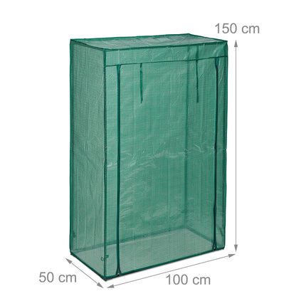 Relaxdays Tomato Greenhouse, Garden &amp; Balcony, Plastic Greenhouse for Tomatoes, HxWxD: 150x100x50 cm, Steel &amp; PE Film, Green
