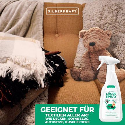 Silberkraft Lice Spray for Textiles, Environmental Spray, Lice-Ex Spray for the Environment, Remedy for Nits, with Lemon Scent (500 ml)