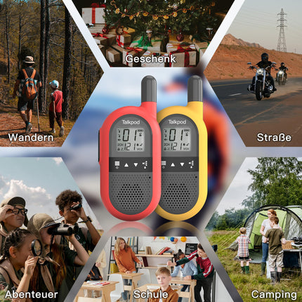 Talkpod F40 Walkie Talkie Kids Adults, Long Range Radio, 16 Channels Walky Talky, Rechargeable with Li-ion Battery, Type-C Charging Cable for House Party Biking Camping Hiking and Adventures