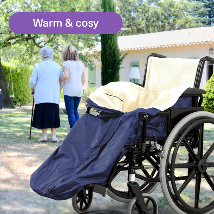 Bramble Fleece Lined Wheelchair Blanket (Dark Blue), Wheelchair Blanket with Inner Pocket - Robust, Waterproof &amp; Weatherproof
