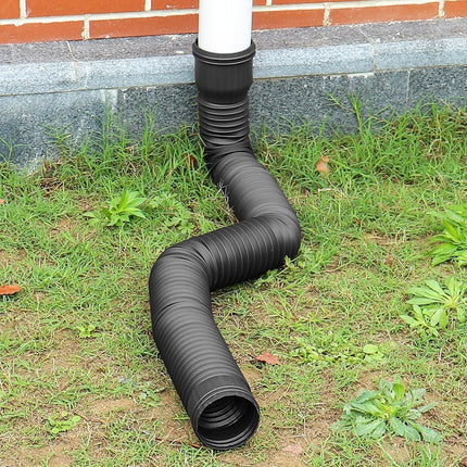 Rain Gutter Downpipe Extension, Flexible, Extendable PE Drain Extension for Villa Outdoor, Round (Black)