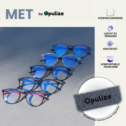 OPULIZE Met Glasses Blue Light Filter Slim Round Frame Spring Hinges Improves Sleep Computer Glasses Gaming Anti-Glare Black Men Women B60-1 +0.00