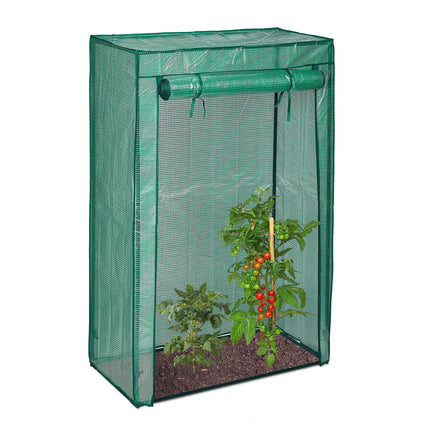 Relaxdays Tomato Greenhouse, Garden &amp; Balcony, Plastic Greenhouse for Tomatoes, HxWxD: 150x100x50 cm, Steel &amp; PE Film, Green
