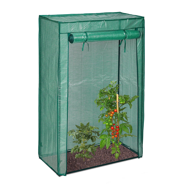 Relaxdays Tomato Greenhouse, Garden &amp; Balcony, Plastic Greenhouse for Tomatoes, HxWxD: 150x100x50 cm, Steel &amp; PE Film, Green