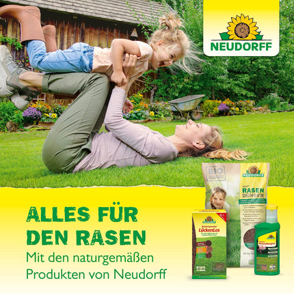 Neudorff Lawn Fertilizer Moss &amp; Weed Stop – Lawn fertilizer with iron and potassium ensures a dense, green lawn without moss and weeds, 10 kg for 200 m²