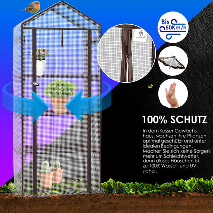 KESSER® Premium 4-tier greenhouse - 69 x 50 x 158 cm greenhouse with 4 shelves - space-saving, high-quality greenhouse for gardens and balconies, stable and easy to assemble