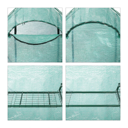 Relaxdays walk-in greenhouse, balcony &amp; garden, foldable cultivation rack, cold frame with shelf, HBT 195x138x72cm, green